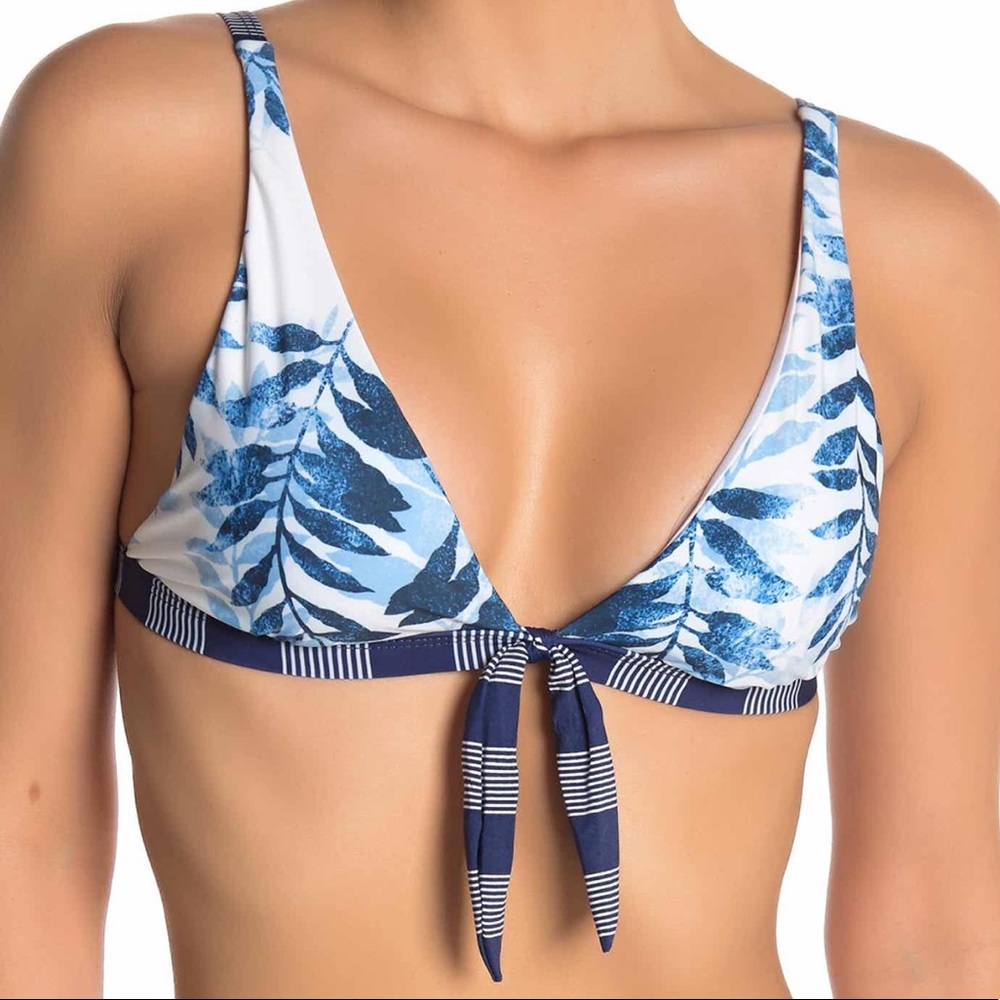 Splendid Bikini Top Adrift RSC Halter Bra Swimwear SP10230 Navy Floral Prints XS